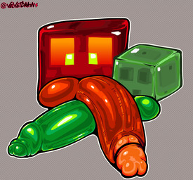 balls big_balls big_penis duo feral foreskin frottage genitals glans green_balls green_body green_eyes green_glans green_penis huge_penis humanoid_genitalia humanoid_penis hyper hyper_genitalia hyper_penis lava lying male male/male on_side penile penis penises_touching red_balls red_body red_glans red_penis sex simple_background size_difference slime slime_sex square_(anatomy) vein veiny_penis yellow_eyes velvetdraw microsoft minecraft mojang xbox_game_studios goo_creature magma_cube slime_(minecraft) 2026 detailed hi_res