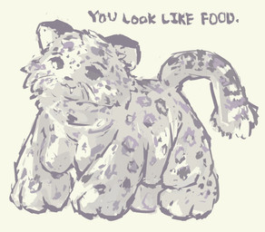 bodily_fluids breasts busty_feral drooling female feral nipples saliva solo text petday felid mammal pantherine snow_leopard english_text hi_res