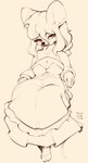 anthro breasts clothed clothed_female clothing dress female female_anthro fully_clothed hair looking_at_viewer mouse_tail simple_background smile solo conditional_dnp tohupo mammal mouse murid murine rodent 2024 dated digital_drawing_(artwork) digital_media_(artwork) hi_res line_art monochrome