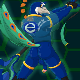 anthro axe balls beak bottomless butt clothed clothing genital_piercing genitals gloves gold_ring handwear male moonstone_axe penis penis_piercing piercing prince_albert_piercing ribbons shirt solo topwear translucent translucent_clothing translucent_shirt translucent_topwear weapon conditional_dnp notkastar e621 hades_(game) knotty_curls avian bird galliform peafowl phasianid 1:1
