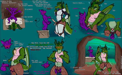 armor balls blush bodily_fluids bottomwear breath bulge_rubbing cave clothed clothing cum cum_in_clothing cum_in_partner's_clothing cum_smuggling dialogue dungeon flustered foreskin gameplay_mechanics genital_fluids genitals humanoid_genitalia humanoid_penis image_sequence leaking_cum male male/male masturbation panting pants penis presenting presenting_penis shirt sigh simple_background status_effect tapering_penis text topwear undressing wings asbel_lhant conditional_dnp mythology demon dragon imp mythological_creature mythological_scalie scalie 2026 absurd_res english_text hi_res