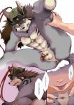 abs anal anthro anus clothing dialogue duo hat headgear headwear human_on_anthro interspecies male male/male mongolian mongolian_clothing muscular muscular_male oral rimming sex solo_focus spread_legs spreading text tongue tongue_out muchi2_maru lifewonders tokyo_afterschool_summoners temujin_(tas) canid canine canis human mammal wolf censored comic japanese_text translation_request