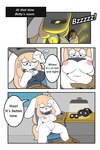 anthro bodily_fluids breasts clothing dialogue eyewear face_shield female genitals glasses mask nipple_dip nipples pussy solo sweat undressing vr_headset welding_mask tonytoran betty_(tonytoran) lagomorph leporid mammal rabbit 2:3 comic hi_res