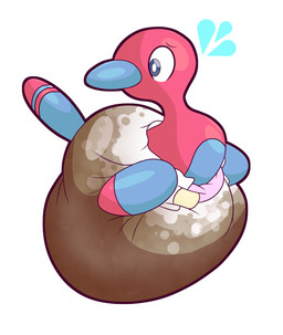 ambiguous_gender beak blue_beak blue_body blue_tail clothed clothing diaper diaper_only dipstick_tail excessive_feces feces feral floating hyper hyper_feces looking_back markings multicolored_body red_body red_tail red_tail_tip simple_background soiled_diaper soiling solo sweatdrop_(iconography) tail tail_markings topless two_tone_body two_tone_tail unclean_diaper used_diaper wearing_diaper white_background meowstic_(artist) nintendo pokemon generation_2_pokemon pokemon_(species) porygon2 hi_res