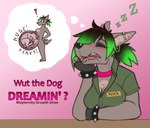 anthro belly big_belly black_hair black_nose bodily_fluids bracelet breasts clothed clothed_anthro clothed_female clothing drooling ear_piercing eyebrow_piercing eyebrows eyes_closed facial_piercing fangs feet female fetus fingerless_gloves fingers fur gloves green_hair grey_body grey_fur hair handwear hindpaw huge_belly humanoid_hands hyper hyper_belly hyper_pregnancy industrial_piercing jewelry lip_piercing lip_ring multicolored_hair nude nude_anthro nude_female paws piercing pregnant pregnant_anthro pregnant_female ring_piercing saliva shirt sleeping solo spiked_bracelet spikes standing tail teeth text thought_bubble tongue tongue_out topwear two_tone_hair dansharkman nixx_(dansharkman) canid canine canis domestic_dog mammal cover cover_art cover_page english_text hi_res