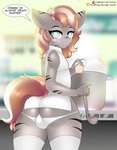 anthro blurred_background butt clothing cooking dialogue femboy food looking_at_viewer male solo text underwear xorza equid equine horse mammal pony 2020 digital_media_(artwork) english_text hi_res url