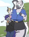 anthro clothing date dessert duo eyewear female food glasses ice_cream ice_cream_cone male male/female size_difference spill strangerdanger hasbro my_little_pony dusk_rhine zuri_(duskthebatpack) bat_pony equid equine mammal zebra absurd_res hi_res