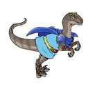 ambiguous_gender belt belt_buckle biped blue_cape blue_clothing blue_dress buckle cape clothed clothing crown dress feral gem headgear pupils simple_background slit_pupils solo standing racecarart fire_emblem nintendo marth_(fire_emblem) dinosaur dromaeosaurid prehistoric_species reptile scalie theropod velociraptor 2021 hi_res