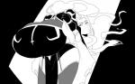 big_breasts breasts female headless huge_breasts hyper hyper_breasts not_furry solo zdemian european_mythology irish_mythology mythology eibhlin dullahan 16:10 greyscale monochrome widescreen