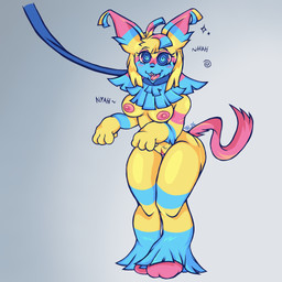 anthro breasts collar female fur genitals hair hypnosis leash leash_pull leashed_collar mind_control multicolored_body multicolored_fur nipples pinata pink_nipples pink_vulva solo spiral spiral_eyes thick_thighs thigh_gap tongue tongue_out vulva theredlace blushcrunch_studio dandy's_world yatta_(dandy's_world) animate_inanimate living_pinata 1:1 hi_res shaded