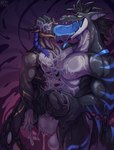 anal anal_penetration anthro balls biceps big_balls big_penis black_body blue_stripes blue_tongue duo ear_piercing erection extreme_french_kiss facial_piercing french_kissing fur genitals goo_drip hair humanoid_genitalia humanoid_penis kissing long_tongue male male/male male_penetrated male_penetrating male_penetrating_male markings muscular muscular_anthro muscular_male nose_piercing nude open_mouth penetration penis piercing sex simple_background size_difference striped_body stripes tail tail_markings tongue tongue_out white_body nurinaki ziggy_(dezo) fish goo_creature marine shark hi_res