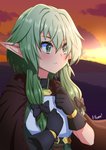 clothed clothing cloud female gloves green_clothing green_eyes green_hair hair handwear humanoid_pointy_ears not_furry outside pointy_ears sky solo oppaihobby goblin_slayer high_elf_archer_(goblin_slayer) elf humanoid 2020 absurd_res hi_res