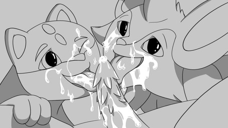 animal_genitalia animal_penis bodily_fluids cum cum_on_face cum_on_tongue duo_focus erection feline_genitalia feline_penis furniture genital_fluids genitals group licking male male/male male_penetrated male_penetrating male_penetrating_male oral penetration penis sex sofa tongue tongue_out oscar_the_purrloin nintendo pokemon generation_2_pokemon generation_4_pokemon luxio pokemon_(species) quilava 16:9 2015 monochrome widescreen