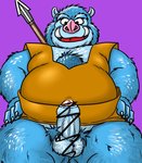 anthro balls blue_body blue_fur clothed clothing erection fur genitals humanoid_genitalia humanoid_hands humanoid_penis ineffective_censorship kemono male overweight overweight_anthro overweight_male penis scribble_censorship solo weapon uhokue dragon_quest square_enix mammal orc_(dragon_quest) orc_king_(dragon_quest) suid suina sus_(pig) wild_boar 2013 censored