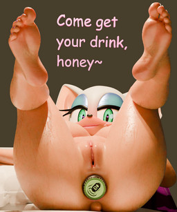 anal_storage anthro anus bat_ears bed beverage_can bodily_fluids breasts butt butt_focus cavity_storage colored_nails dialogue feet female foot_focus fur furniture genitals green_eyes heart_eyes heart_pupils heart_symbol humanoid_feet looking_at_viewer looking_down looking_down_at_viewer lying lying_on_bed nails nude object_in_ass object_penetration object_vore on_bed pillow plantigrade relaxing simple_background smile smiling_at_viewer soles solo spread_legs spreading sweat talking_to_viewer tan_body text vore vulva white_body white_fur betterbeans_(artist) nottanj_(modeler) monster_energy sega sonic_the_hedgehog_(series) rouge_the_bat bat mammal 3d_(artwork) 5:6 blender_(artwork) blender_cycles_(artwork) digital_media_(artwork) english_text hi_res