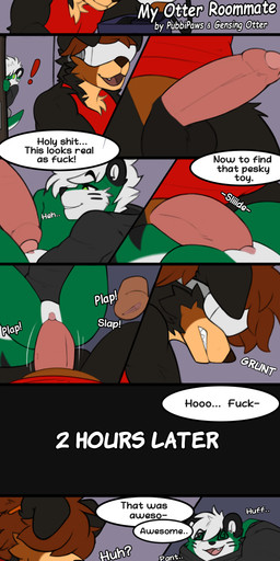 andromorph andromorph/male anthro anthro_on_anthro anthro_penetrated anthro_penetrating anthro_penetrating_anthro balls bodily_fluids bottomless clenched_teeth clothed clothing cum cum_from_vagina cum_in_vagina cum_inside cum_pool dialogue distracted distracted_sex duo erection foreskin genital_fluids genitals hair hair_over_eyes hoodie humanoid_genitalia humanoid_penis intersex intersex/male male oblivious penetration penile penile_penetration penis penis_in_vagina profanity sex sound_effects spiral spiral_eyes teeth text topwear vaginal vaginal_penetration vr_headset vulva gensing_otter pubbipaws canid canine mammal mustelid otter absurd_res comic english_text hi_res