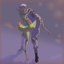 2_toes 5_fingers age_difference anthro arm_around_partner armpit_fetish arthropod_abdomen arthropod_abdomen_genitalia blurred_background blush bodily_fluids body_blush boots bubble butt_blush claws clothed clothed/nude clothed_male clothing digitigrade dripping duo exoskeleton feet female female_anthro fingers footwear fully_clothed fully_clothed_male genitals green_body green_skin hair hand_on_back hand_on_belly holding_leg hug hugging_another human_on_anthro insectophilia interspecies kissing knee_pads larger_male leaning leaning_forward light male male_human nude nude_female older_male on_one_leg oversized_clothing pincers purple_body purple_skin rim_light saliva saliva_drip shadow shoes short_hair shoulder_armor shoulder_pads simple_background size_difference smaller_female standing tan_clothing toe_claws toes unusual_anatomy wet white_body white_hair white_skin skinnedteeth arthropod human insect mammal 1:1 absurd_res colored hi_res lighting shaded