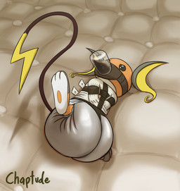 asylum bdsm bondage bottle bound clothing container diaper diaper_fetish feces feet feral jacket laxative male muzzle_(object) muzzled restraints scatplay soiled_diaper soiling solo straitjacket topwear unclean_diaper used_diaper chaptude nintendo pokemon generation_1_pokemon pokemon_(species) raichu 2021 hi_res watermark