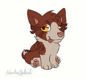 ambiguous_form ambiguous_gender big_eyes blinking brown_body brown_fur derp_eyes feral fur hair head_tuft orange_eyes pawpads paws pink_nose pink_pawpads sitting smile solo staggered_blinking tail tan_body tan_fur tongue tongue_out tuft mochasplash suki_(mochasplash) basenji canid canine canis domestic_dog mammal primitive_dog animated digital_media_(artwork)