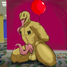 balls big_penis bodily_fluids carpet dripping entity_67 genital_fluids genitals hands_behind_back kneeling leaking_precum male musk penis precum precum_drip solo thick_thighs rexthenurse the_backrooms backrooms_creature entity humanoid monster unknown_species absurd_res hi_res