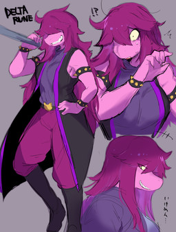 5_fingers anthro clothed clothing ellipsis female fingers grey_background hair interrobang long_hair sharp_teeth simple_background smile solo standing teeth text suurin_2 deltarune undertale_(series) susie_(deltarune) mammal reptile scalie 2018 absurd_res digital_media_(artwork) hi_res japanese_text sketch translated