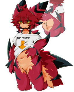 4_fingers anthro arm_fin arm_markings arm_tuft back_tuft black_fin black_markings blue_pupils butt clothing crotch_tuft cute_fangs directional_arrow ear_tuft elbow_tuft eye_through_hair eyebrow_through_hair eyebrows facial_markings facial_tuft fangs fin fingers fluffy fluffy_tail fur fur_markings furgonomic_topwear furgonomics glistening glistening_body hair head_fin head_markings leg_markings male markings multicolored_eyes navel nude orange_body orange_eyes orange_fur pointy_ears pupils red_body red_eyes red_fur red_hair shirt shoulder_tuft simple_background solo striped_ears t-shirt tail tail_fin tail_markings tail_tuft teeth thick_thighs topwear translucent translucent_hair tuft white_background yellow_sclera gaogomon gaogomon_(oc) furred_kobold furred_scalie hybrid kobold scalie 2025 absurd_res hi_res