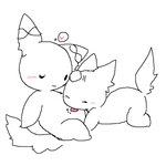 ambiguous/ambiguous ambiguous_gender anthro anthro_on_anthro belly_lick biped blush blush_lines chibi closed_smile duo ears_up fluffy fluffy_tail fur hand_on_another's_head hand_on_head heart_reaction heart_symbol monotone_background monotone_body monotone_fur mouth_closed one_ear_up side_view simple_background smile tail text tongue tongue_out white_background white_body white_fur nattya amu_(nattya) siro_(nattya) 1:1 2010 digital_drawing_(artwork) digital_media_(artwork) english_description japanese_description sketch translation_request female_(lore)