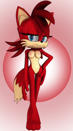 anthro barefoot blue_eyes breasts eyelashes feet female fur genitals hair looking_at_viewer medium_breasts navel nipples nude nude_anthro nude_female pink_nipples red_background red_body red_fur red_hair simple_background smile solo tail vulva rarequinez archie_comics sega sonic_the_hedgehog_(archie) sonic_the_hedgehog_(comics) sonic_the_hedgehog_(series) fiona_fox canid canine fox mammal 2023 3d_(artwork) digital_media_(artwork) hi_res
