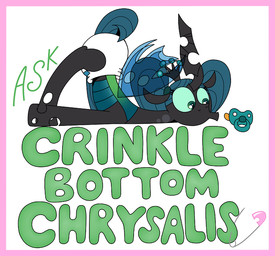 border clothing diaper female feral green_eyes green_hair hair hole_(anatomy) horn insect_wings lying pacifier pigtails pink_border solo text what_has_magic_done white_diaper wings crinklebottomchrysalis friendship_is_magic hasbro my_little_pony queen_chrysalis_(mlp) arthropod changeling_(mlp) 2013 english_text