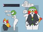 angry anthro big_butt butt butt_grab carrying_another clothing dialogue duo female hand_on_butt short_stack size_difference text thick_thighs thong underwear wide_hips oofrowdy nintendo pokemon gardy_(oofrowdy) scarlet_(oofrowdy) braixen gardevoir generation_3_pokemon generation_6_pokemon pokemon_(species) english_text hi_res