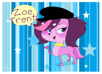 beret black_beret black_clothing black_hat black_headwear black_nose blue_eyes clothing collar female feral fur gold_(metal) gold_collar hair hat headgear headwear metal_collar pink_hair purple_body purple_fur purple_hair solo jayethewolf hasbro littlest_pet_shop littlest_pet_shop_(2012) zoe_trent bird_dog canid canine canis cavalier_king_charles_spaniel domestic_dog hunting_dog mammal spaniel toy_dog 2013 hi_res