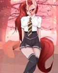 anthro breasts cherry_blossom clothing female flower hair highschool highschool_uniform horn japan legwear necktie plant prunus_(flower) red_hair school_uniform smile solo stockings uniform chapaevv hasbro my_little_pony mythology fan_character isis_(oc) equid equine mammal mythological_creature mythological_equine unicorn 2020 4:5 absurd_res digital_media_(artwork) hi_res