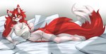 5_fingers anthro blush breasts clothed clothed_anthro clothed_female clothing countershade_torso countershading eyewear feet female fingers front_view fur glasses hair inner_ear_fluff inside looking_at_viewer lying navel on_side orange_eyes panties pantsless pantsless_anthro pantsless_female partially_clothed partially_clothed_anthro partially_clothed_female red_body red_fur red_hair red_tail smile solo tail toes topwear tuft underwear tinygaypirate canid canine fox mammal 2025 digital_media_(artwork) hi_res