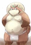 anthro asian_clothing clothing east_asian_clothing front_view fundoshi japanese_clothing looking_at_viewer male nipples overweight overweight_anthro overweight_male solo standing underwear hachirouta canid canine mammal raccoon_dog tanuki 2016 absurd_res hi_res