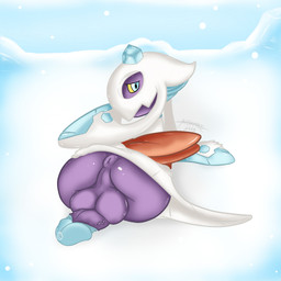anus backsack balls blue_eyes bodily_fluids butt erection feral genital_fluids genitals humanoid_genitalia humanoid_penis legless looking_at_viewer male outside penis precum presenting presenting_anus presenting_hindquarters snow solo masamaki nintendo pokemon froslass generation_4_pokemon ghost humanoid pokemon_(species) spirit 1:1 2015 hi_res