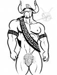 anthro biceps biped covering covering_crotch covering_self fig_leaf fur hair horn leaf leaf_censor leaf_clothing male mohawk muscular muscular_anthro muscular_male nipples nude pecs personification simple_background solo standing white_background bgn western_zodiac taurus_(bgn) taurus_(zodiac) bovid bovine cattle mammal 2014 black_and_white censored digital_drawing_(artwork) digital_media_(artwork) monochrome watermark