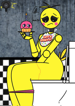 anthro bib black_sclera clothed clothing duo female implied_scat machine panties panties_down partially_clothed pink_clothing pink_panties pink_underwear pizzeria pooping pooping_in_toilet pupils robotic robotic_arm sitting sitting_on_toilet solo stomach_ache toilet toilet_use underwear underwear_down white_pupils yellow_body wakowako five_nights_at_freddy's five_nights_at_freddy's_2 scottgames cupcake_(fnaf) toy_chica_(fnaf) animatronic avian bird chicken galliform phasianid robot robot_anthro hi_res