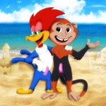 anthro duo male male/male amegared the_woody_woodpecker_show universal_studios avian bird haplorhine mammal monkey picid primate woodpecker