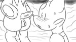 anthro duo female genitals male male/female penis usury40 nintendo pokemon generation_4_pokemon generation_5_pokemon mienfoo pokemon_(species) riolu 16:9 hi_res monochrome widescreen