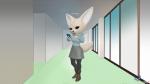 anthro black_eyes bottomwear cellphone clothed clothing electronics fur office pencil_skirt phone skirt solo yellow_body yellow_fur chromakoros aggretsuko sanrio fenneko canid canine fennec_fox fox mammal true_fox 16:9 3d_(artwork) digital_media_(artwork) hi_res widescreen