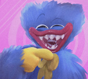 ambiguous_gender blue_body blue_fur fangs fur lips looking_at_viewer narrowed_eyes nested_mouth red_lips smile smiling_at_viewer solo teeth yellow_body tr1clip mob_entertainment poppy_playtime huggy_wuggy monster wuggy_(poppy_playtime) 2023 bust_portrait portrait