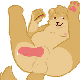 animal_genitalia animal_penis balls burger canine_genitalia canine_penis food fur genitals male paws penis raised_paw solo yellow_body yellow_fur locheloche freddie_vei bird_dog canid canine canis domestic_dog golden_retriever humanoid hunting_dog mammal retriever 1:1 hi_res