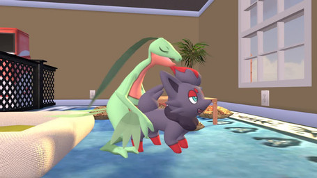 all_fours carpet computer doggystyle duo electronics female fence feral from_behind_position furniture hand_on_leg hand_on_thigh happy happy_sex male male/female pillow sex table glitched_securitron nintendo pokemon generation_3_pokemon generation_5_pokemon grovyle pokemon_(species) scalie zorua 16:9 3d_(artwork) 3d_animation animated digital_media_(artwork) no_sound short_playtime source_filmmaker_(artwork) video widescreen