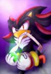 anthro bandage blood bodily_fluids chaos_emerald clothing gem gloves handwear male red_eyes solo shilumi sega sonic_the_hedgehog_(series) shadow_the_hedgehog eulipotyphlan hedgehog mammal 2010 hi_res