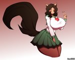 anthro big_breasts blush breasts clothing cosplay female gradient_background hair looking_at_viewer one_eye_closed pose school_uniform simple_background smile smiling_at_viewer solo uniform wink winking_at_viewer superix inuyasha elle_(ooo-belise-ooo) kagome_higurashi domestic_cat felid feline felis mammal 2018 5:4 absurd_res hi_res