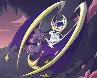 ambiguous_gender anthro bat_wings big_wings blue_body cave duo eye_contact floating grey_body inside legless looking_at_another lying membrane_(anatomy) membranous_wings on_back open_mouth red_eyes tongue white_body winged_arms wings yellow_sclera fuf nintendo pokemon generation_4_pokemon generation_7_pokemon legendary_pokemon lunala mismagius pokemon_(species) 2019 digital_media_(artwork)