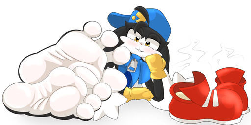 barefoot clothed clothing feet foot_fetish foot_focus hat headgear headwear humanoid_feet male plantigrade soles solo toes yellow_eyes dasillymizuart bandai_namco klonoa_(series) klonoa domestic_cat felid feline felis mammal 2:1 hi_res