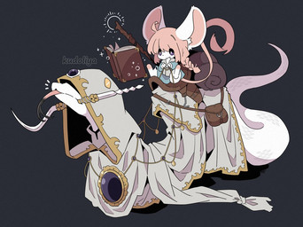 anthro book braided_hair clothing duo female forked_tongue fur grey_background hair levitation long_tail magic_user magic_wand male pink_hair pink_tail reading reading_book riding_on_back robe saddle saddle_bag scales simple_background size_difference sparkles tail tongue tongue_out weapon white_body white_fur white_scales kudoliya elden_ring fromsoftware miruku_(kudoliya) slim_(kudoliya) tarnished_(elden_ring) mammal mouse murid murine reptile rodent scalie snake 2025 signature
