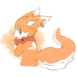 abstract_background anthro blue_eyes blush dipstick_ears ear_markings ear_piercing ear_ring fur glistening glistening_eyes inner_ear_fluff male mostly_nude multicolored_ears open_mouth orange_body orange_fur piercing red_scarf ring_piercing scarf solo three-quarter_view tuft unsigned white_body white_fur white_inner_ear_fluff papayafurry canid canine fox mammal half-length_portrait hi_res portrait