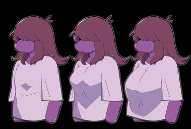anthro big_breasts black_background breast_growth breasts brown_hair clothing female freckled_face freckles growth hair hair_over_eyes nipple_outline purple_body shirt simple_background small_breasts solo topwear white_clothing white_shirt white_topwear underchikichan deltarune undertale_(series) susie_(deltarune) lightner scalie bust_portrait hi_res portrait